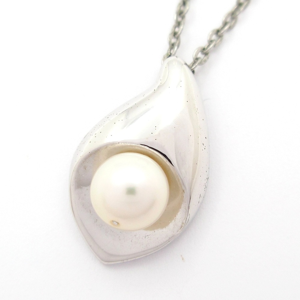 Mikimoto Necklace Silver White Hardware Pearl